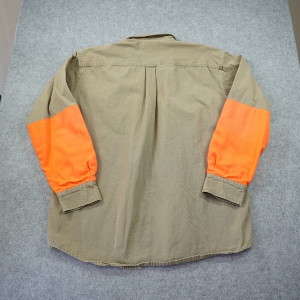Cabelas Mens XL Tall Shooting Shirt Blaze Orange Khaki Canvas Hunting Upland - Picture 8 of 9